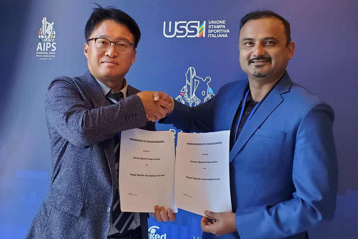 खेलकुद पत्रकार मञ्‍च र कोरिया स्पोर्टस् प्रेसबीच सम्झौतापत्रमा हस्ताक्षर